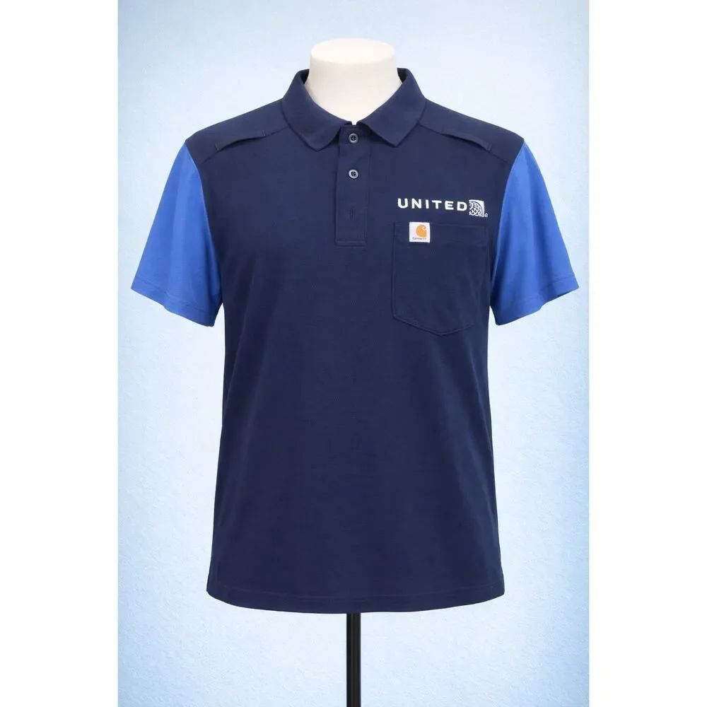 Carhartt Men’s Original Fit Blue United Airlines Polo Shirt M